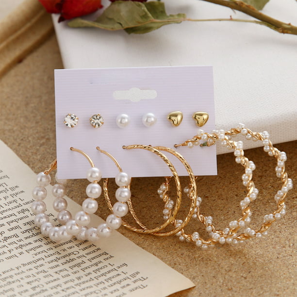 Fashion Jewelry Earrings Women's Grey Simulated Pearls Stars Curve Tassels Ear Clip On Earrings 